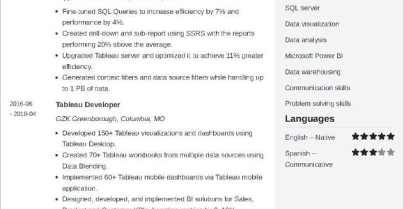 File Systems Using Cta Migrator Experience Sample Resume Tableau Developer Resumeâsample and 25lancarrezekiq Writing Tips