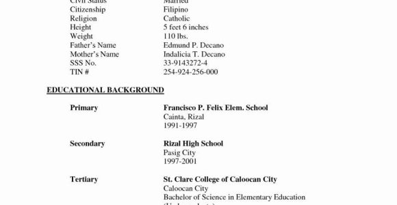 Filipino Resume Sample for High School Graduate Basic Resume Examples Easy Resume Example for Simple Filipino …