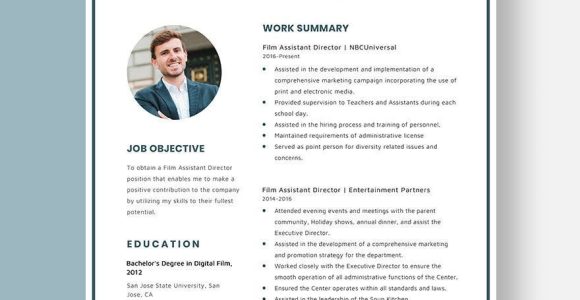 Film 1st assistant Director Resume Samples Free Free Film assistant Director Resume Template – Word, Apple …