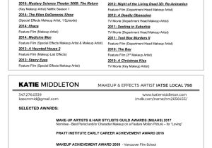 Film Makeup Artist Resume Sample Template Resume â Katie Middleton Makeup & Special Effects. Makeup Artist … Film Makeup Artist Resume Sample Template Resume â Katie Middleton Makeup & Special Effects. Makeup Artist …