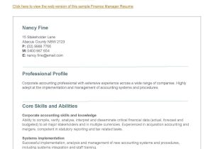 Finance and Accounts Manager Resume Sample CalamÃ©o – Finance Manager Resume