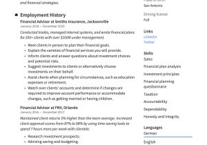 Financial Services Representative Life Insurance Resume Sample Financial Advisor Resume & Writing Guide  20 Templates Pdf 2022