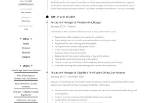 Fine Dining Restaurant Manager Resume Sample Restaurant Manager Resume & Writing Guide  12 Examples 2020