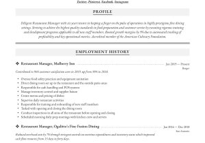 Fine Dining Restaurant Manager Resume Sample Restaurant Manager Resume & Writing Guide  12 Examples 2020