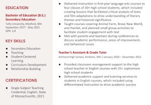 First Grade Ela Teacher Resume Sample First-year Teacher Resume Examples In 2022 – Resumebuilder.com