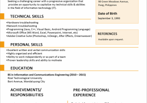 First Job Sample Resume for Fresh Graduate Sample Resume format for Fresh Graduates E Page format