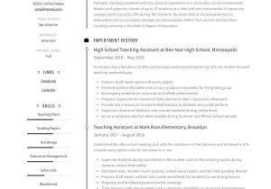 First Time Tutoring Job Resume Samples Teaching assistant Resume & Writing Guide  12 Templates Pdf