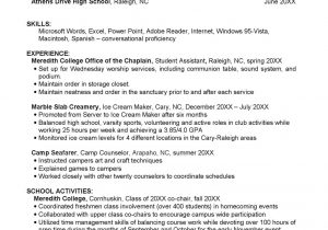 First Year College Student Resume Template Freshman Resume Sample by Meredith College Academic & Career …