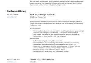 Food and Beverage Executive Resume Sample 22 Food & Beverage attendant Resumes Pdf & Word 2022