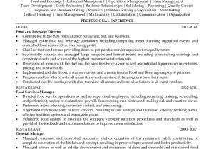 Food and Beverage Executive Resume Sample Professional Food and Beverage Director Resume Sample Resumegets.com
