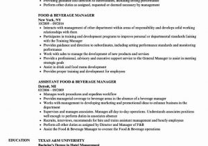 Food and Beverage Manager Resume Sample √ 20 Food and Beverage Director Resume In 2020