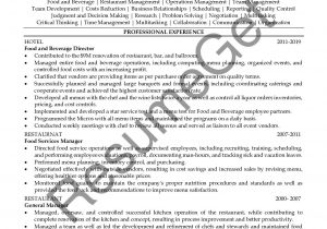 Food and Beverage Manager Resume Template Food and Beverage Director Resume Examples Resumegets.com