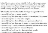 Food and Beverage Manager Resume Template top 8 Food & Beverage Manager Resume Samples