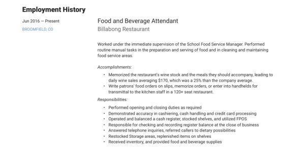 Food and Beverage Server Resume Samples 22 Food & Beverage attendant Resumes Pdf & Word 2022