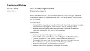 Food and Beverage Waiter Resume Sample 22 Food & Beverage attendant Resumes Pdf & Word 2022
