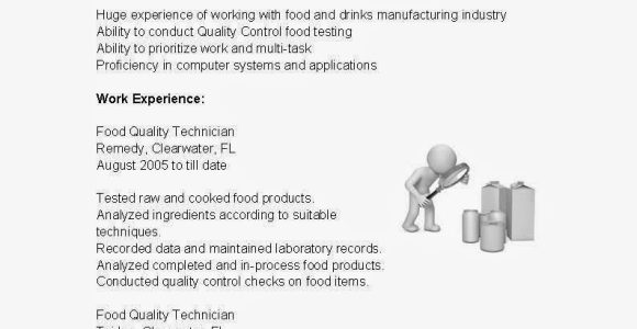 Food Quality Control Technician Resume Sample Resume Samples Food Quality Technician Resume Sample