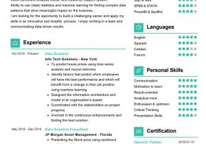 Free Resume Template for Data Scientist Data Scientist Resume Sample Cv Sample [2020] – Resumekraft