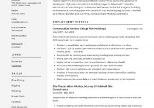 Free Resume Templates for Construction Workers Construction Worker Resume & Writing Guide  12 Templates 2020