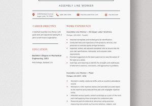 Free Sample Resume assembly Line Worker assembly Line Worker Resume Template – Word, Apple Pages …