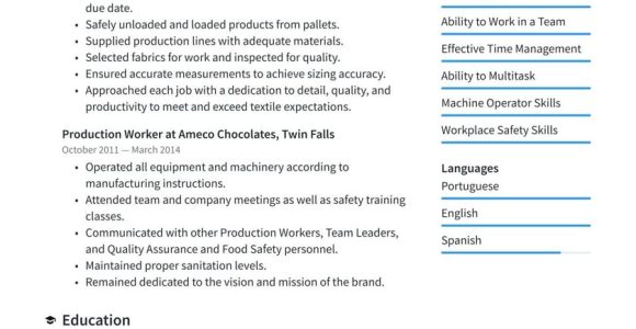 Free Sample Resume assembly Line Worker Factory Worker Resume Examples & Writing Tips 2022 (free Guide)