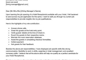 Free Sample Resume Cover Letter for Hotel Hotel Receptionist Cover Letter Examples – Qwikresume