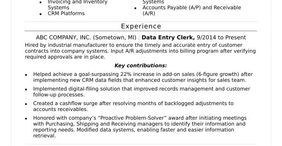 Free Sample Resume Data Entry Clerk Data Entry Resume Monster.com