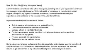 Free Sample Resume Dental Office Manager Dental Office Manager Cover Letter Examples – Qwikresume