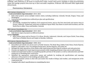 Free Sample Resume for Building Superintendent Construction Superintendent Resume Example Resume4dummies