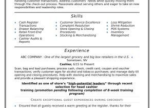 Free Sample Resume for Cashier Position Cashier Resume Sample