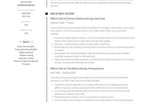 Free Sample Resume for Clerical Position Office Clerk Resume & Guide  12 Samples Pdf 2021
