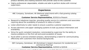Free Sample Resume for Customer Service Representative Customer Service Representative Resume Sample Monster.com