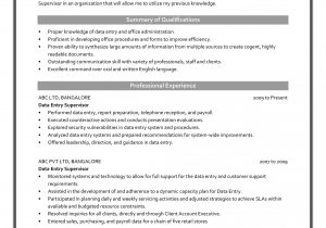Free Sample Resume for Data Entry Data Entry Supervisor Resume Sample Pdf format