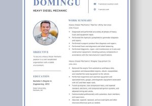Free Sample Resume for Diesel Mechanic Free Free Heavy Diesel Mechanic Resume Template – Word, Apple …