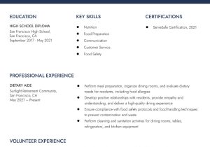 Free Sample Resume for Dietary Aide Dietary Aide Resume Examples In 2022 – Resumebuilder.com