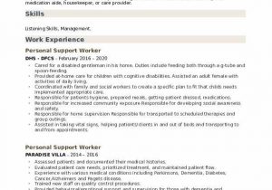 Free Sample Resume for Disability Support Worker Personal Support Worker Resume Samples