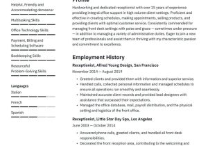 Free Sample Resume for Front Desk Clerk Receptionist Resume Examples & Writing Tips 2022 (free Guide)
