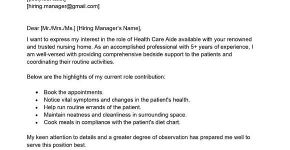 Free Sample Resume for Health Care Aide Health Care Aide Cover Letter Examples – Qwikresume