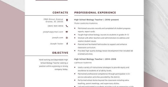 Free Sample Resume for High School Biology Teachers High School Biology Teacher Resume Template – Word, Apple Pages …