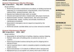 Free Sample Resume for Maintenance Worker General Maintenance Worker Resume Samples