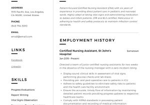 Free Sample Resume for Nursing assistant Certified Nursing assistant Resume & Writing Guide 12 Templates …