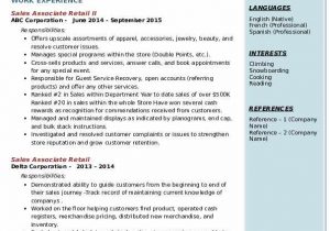 Free Sample Resume for Retail Sales associate Sales associate Retail Resume Samples