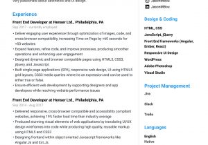 Front End Web Developer Resume Template Front End Developer Resume [example & Guide] – Jofibo