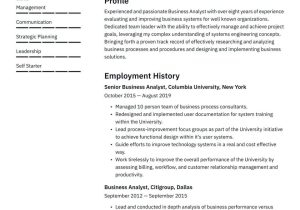 Functional Resume Sample for Business Analyst Senior Business Analyst Resume Template 2019 Â· Resume.io