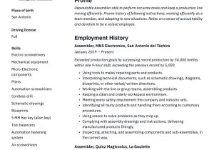 Furniture assembly Service for Resume Sample assembler Resume & Guide  17 Templates Word 2022