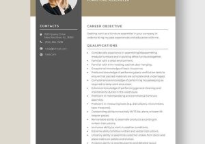 Furniture assembly Service for Resume Sample Furniture assembler Resume Template – Word, Apple Pages Template.net
