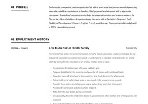 Game Day Operations Resume Sample Live Career Word Pages ats Friendly Letter or A4 Nanny Au Pair Child Care …