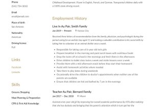 Game Day Operations Resume Sample Live Career Word Pages ats Friendly Letter or A4 Nanny Au Pair Child Care …