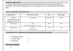 Give Me A Sample Resume format Freshers Instrumentation Control Freshers Resume format Sample