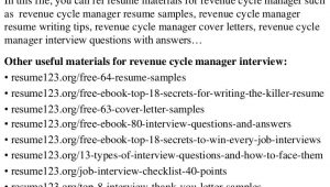Healthcare Revenue Cycle Management Resume Samples top 8 Revenue Cycle Manager Resume Samples