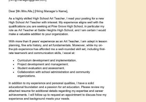 High School Art Teacher Resume Sample High School Art Teacher Cover Letter Examples – Qwikresume